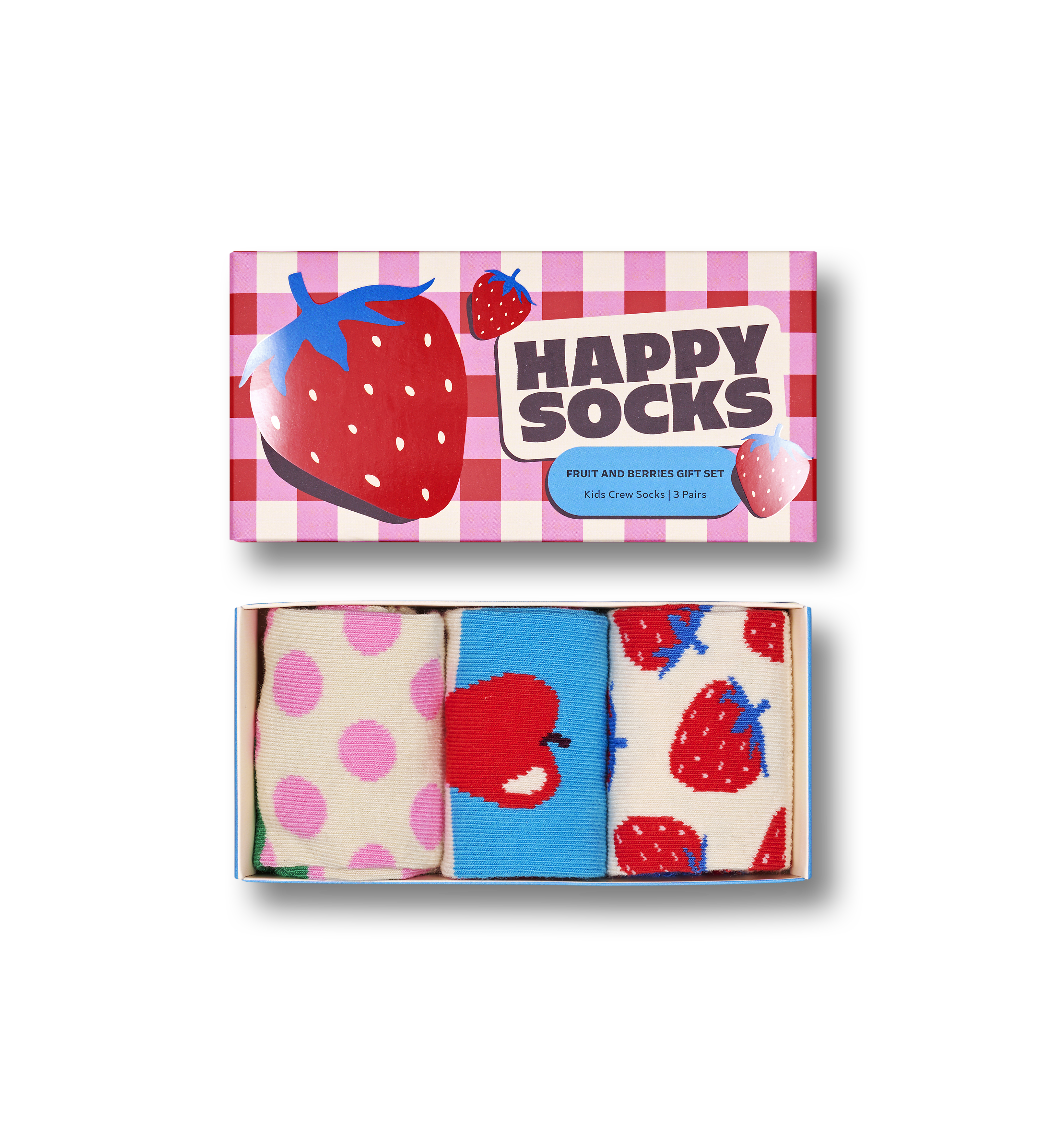 Happy Socks Fruits & Berries – mansikka-, omena- ja karkkipinkit Big Dot -sukat