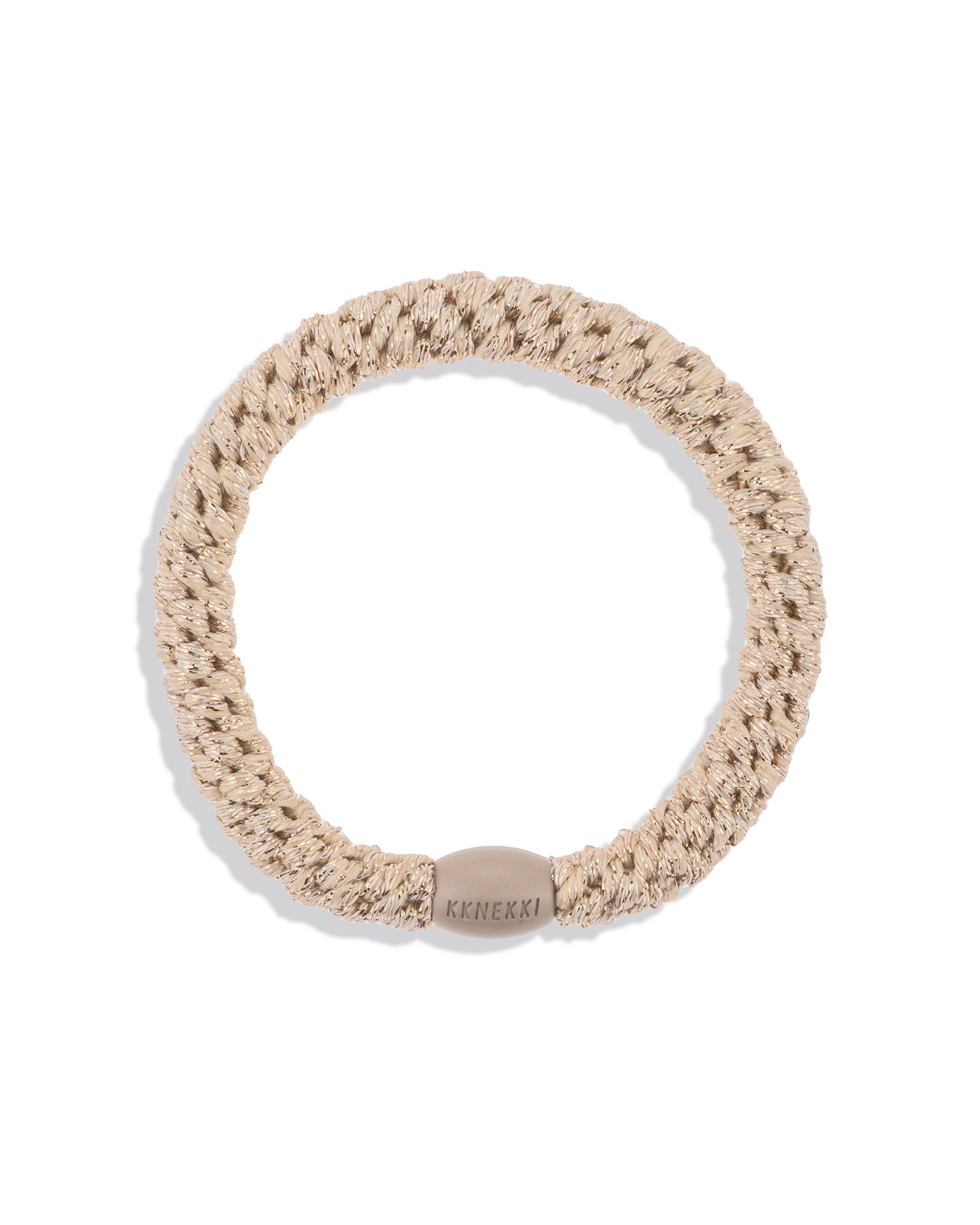 KKNEKKI Beige Gold – beige-kultainen punottu hiuslenkki