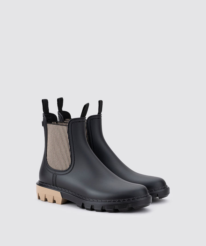 Igor Rock Bicolor Black Beige naisten kumisaappaat nilkkurit edestä