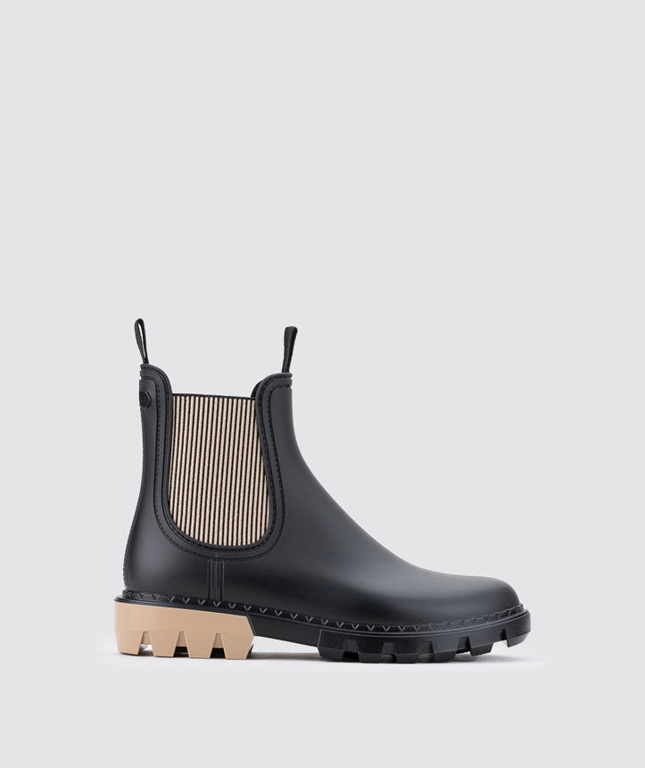 Igor Rock Bicolor Black Beige naisten vedenpitävät kumisaappaat sivuprofiili