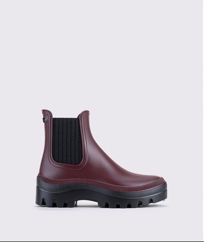 Igor Soul Black Burgundy naisten vedenpitävät nilkkurit kumisaappaat sivuprofiili