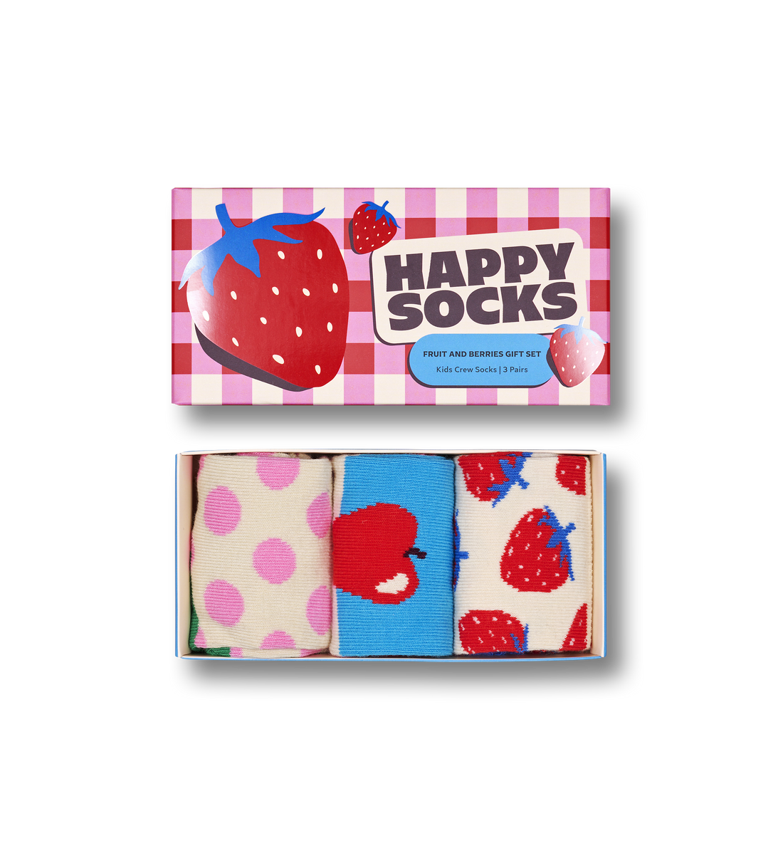 Happy Socks Fruits &amp; Berries – mansikka-, omena- ja karkkipinkit Big Dot -sukat