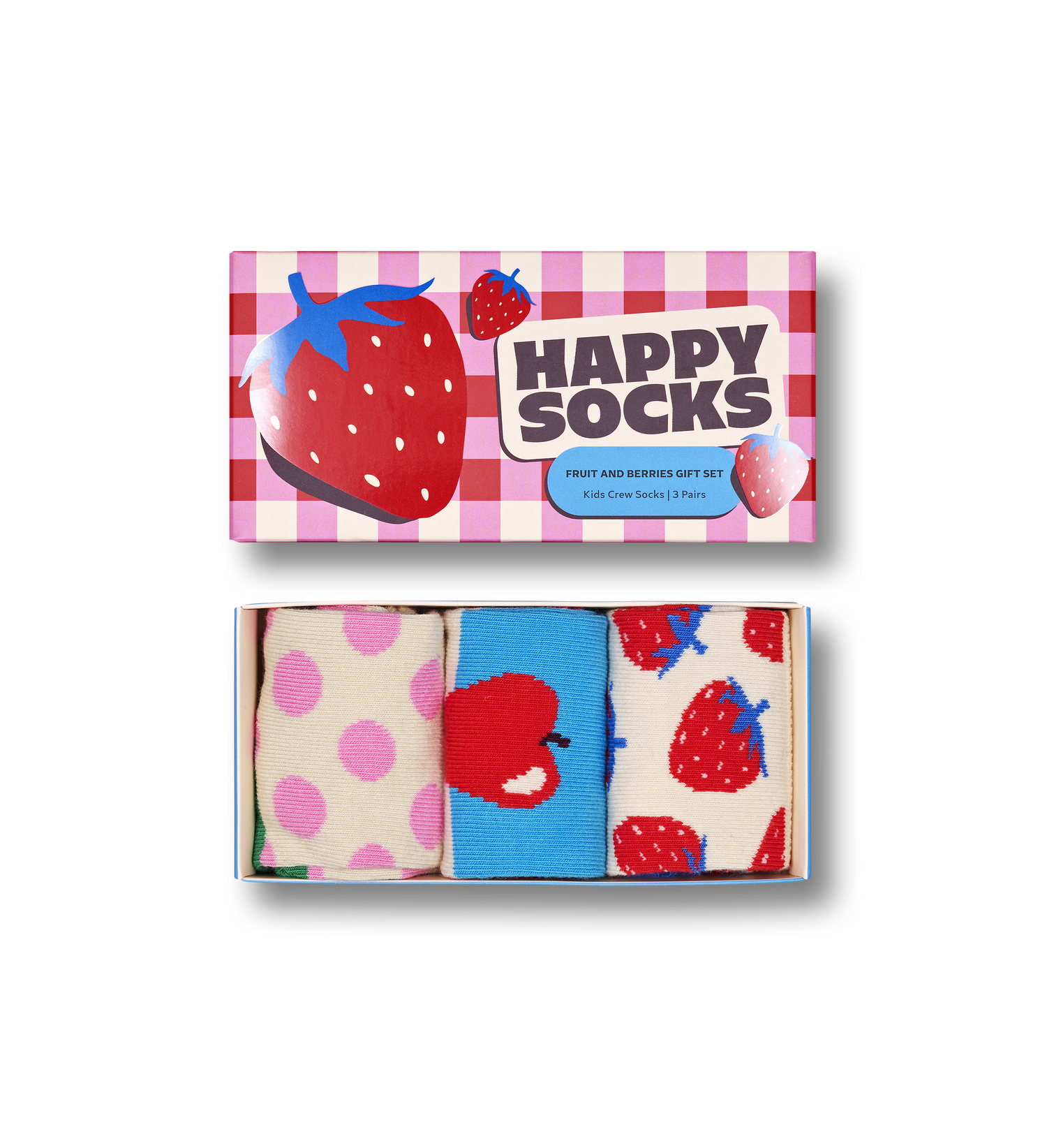 Happy Socks Fruits &amp; Berries – mansikka-, omena- ja karkkipinkit Big Dot -sukat